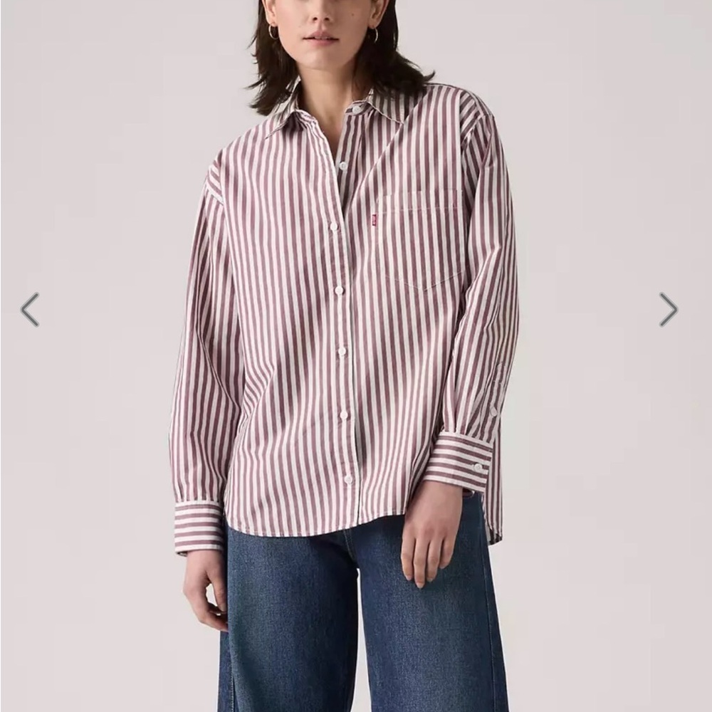 Levi’s relaxed Striped Button down Shirt in brown and White - Picture 2 of 5